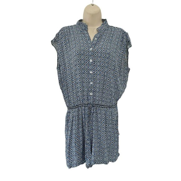 Max Studio Pants - Max Studio Women's Sz S Blue Black White Floral Short Sleeveless Romper